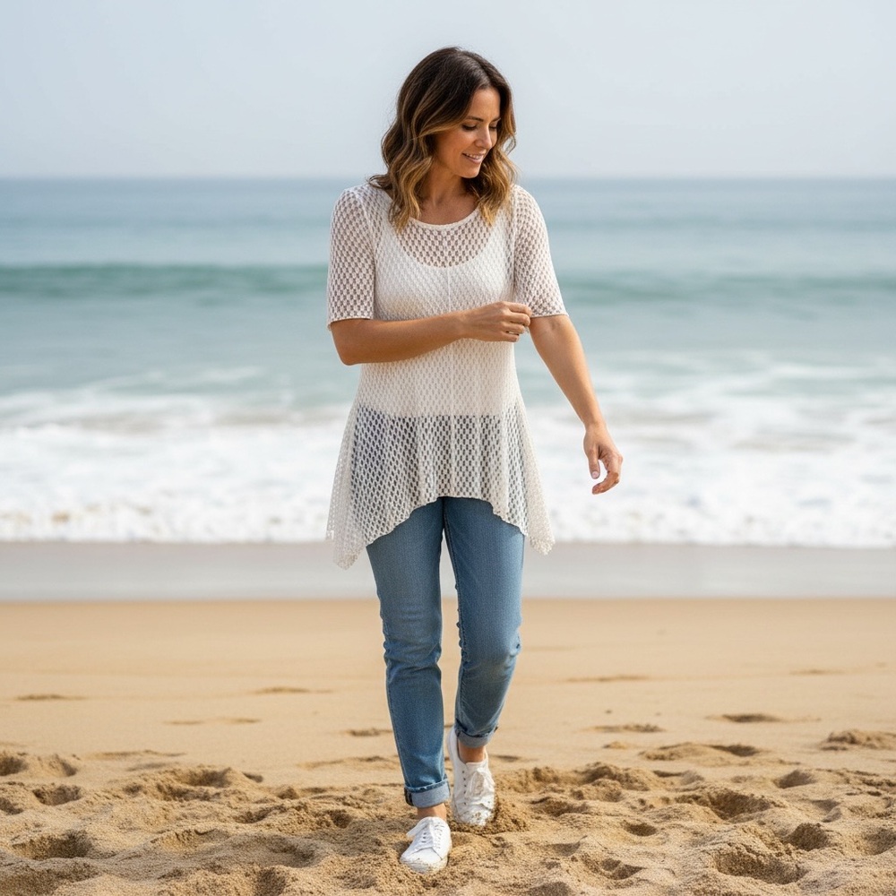 White whimsy Textured Women Top
